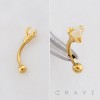 WHITE OPAL STONE SET WITHIN A CLAW OR TALON 316L SURGICAL STEEL CURVED BARBELL/EYEBROW